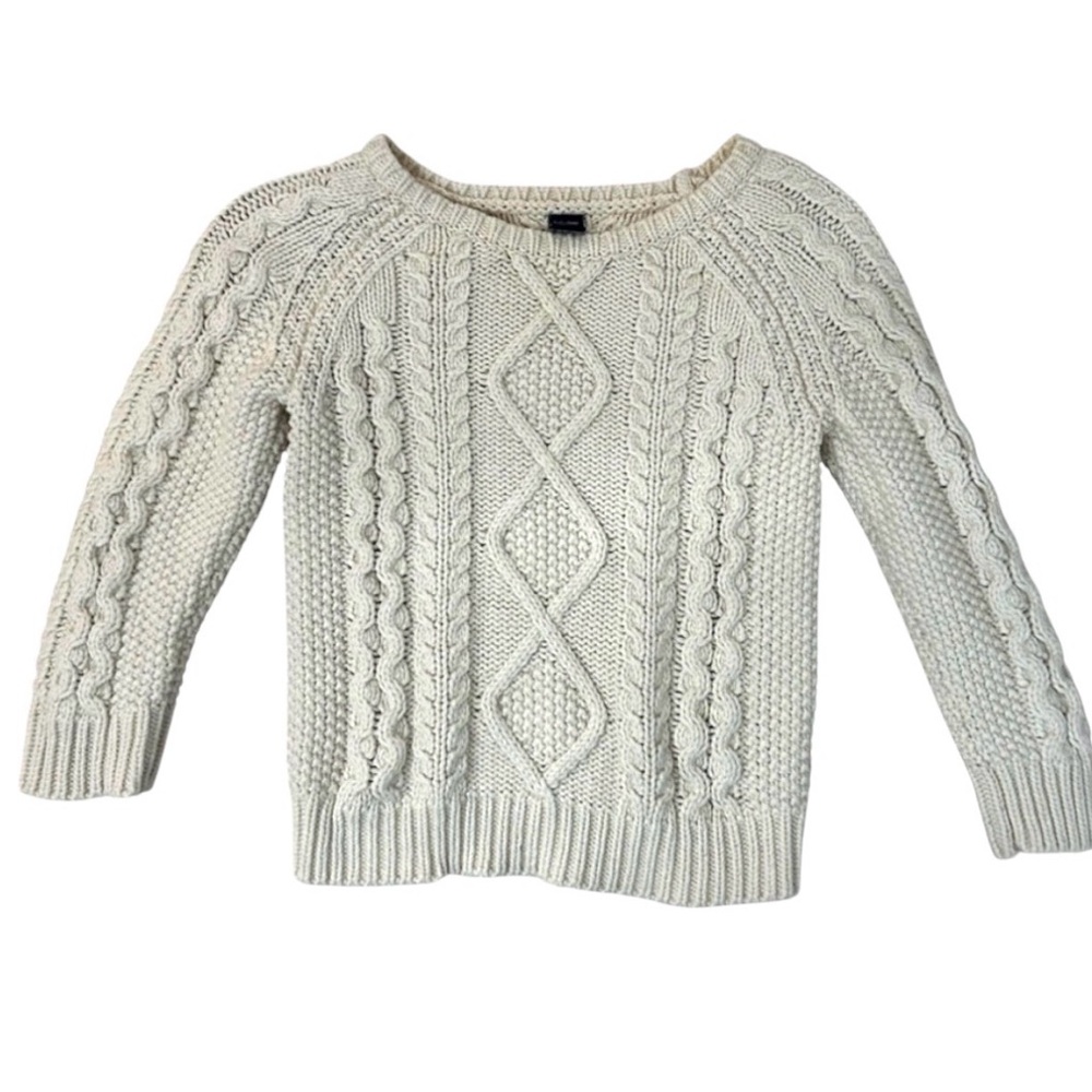 Baby Gap Cream Hand Knit Wool Blend Nordic Cable Chunky Sweater- Sz 3T Girls